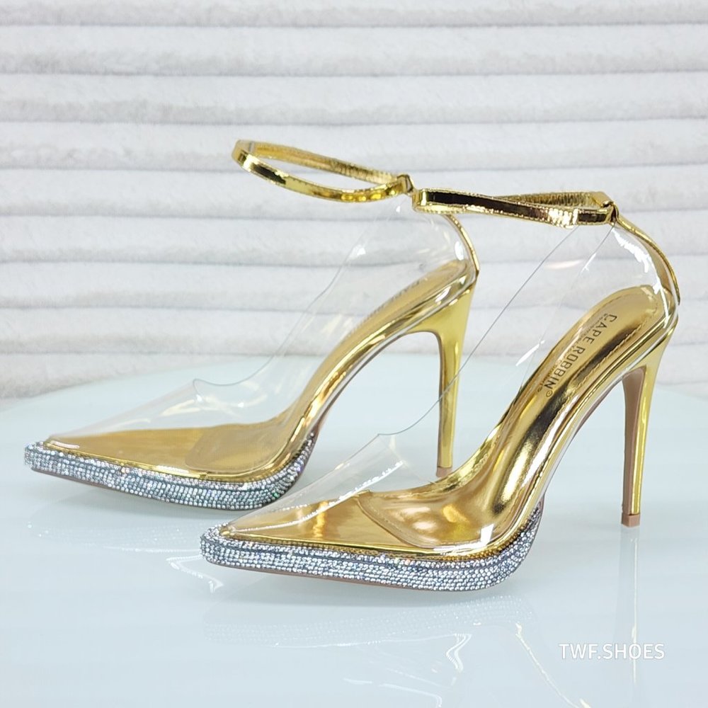 Timeless Gold Translucent Metallic Mini Rhinestone Platform Pump… - Picture 9 of 9